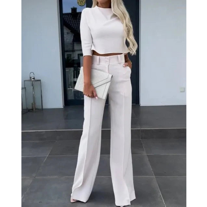 Bregje | Dames Set met Cropped Top en Broek met Wijde Pijpen
