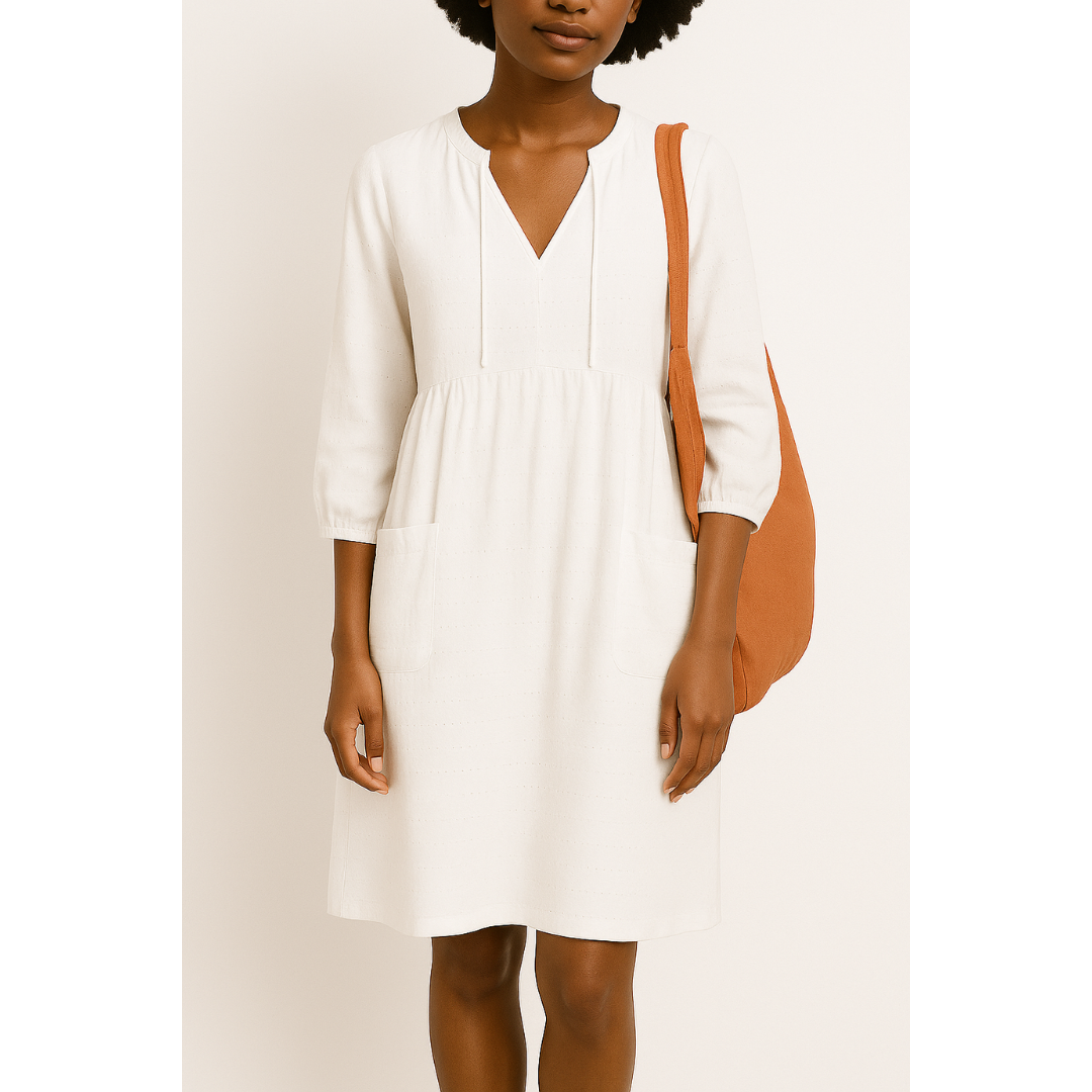 Joyce | Dames Losse Overhemd Jurk met V-hals | Mini met Zakken