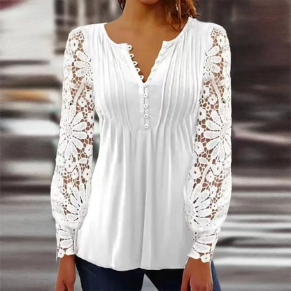 Marie | Dames Blouse | Bloemenprint V-Hals Korte Mouwen