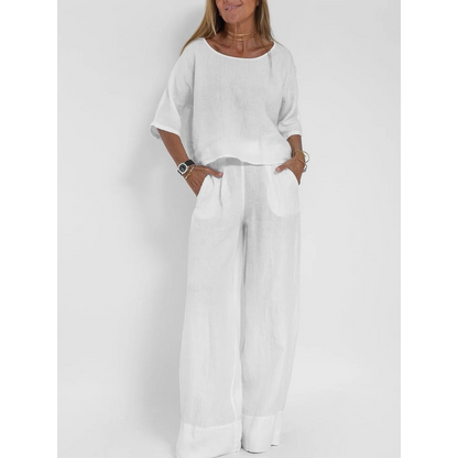 Sienna | Dames Casual Tweedelige Set met Losse Fit en Wijde Pijpen
