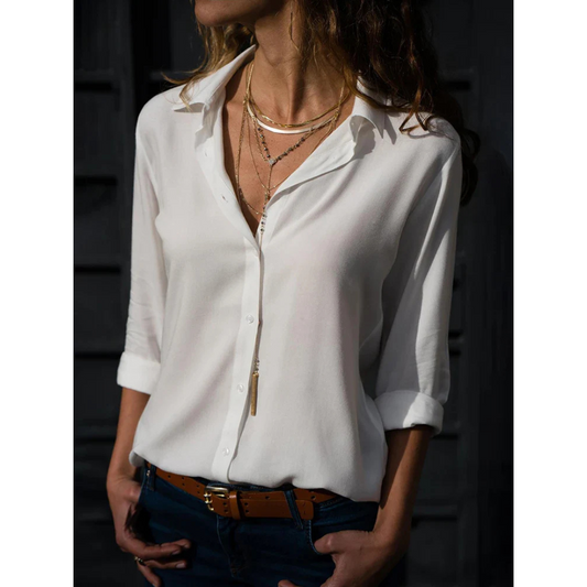 Elianne | Dames Chique Losse Blouse met Knoopsluiting en Lange Mouwen