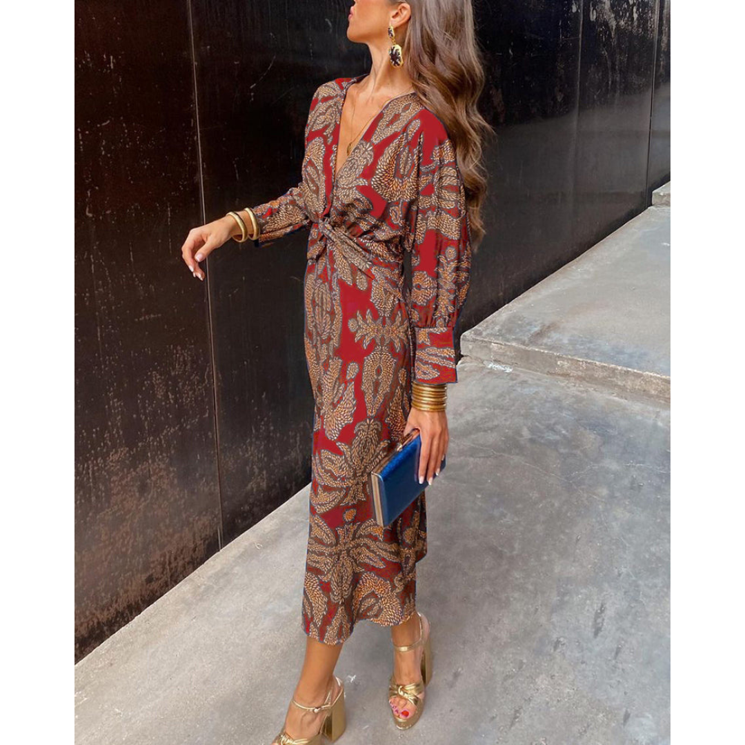 Rosalie | Dames Boho Midi Jurk met Bloemenprint