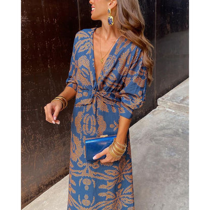 Rosalie | Dames Boho Midi Jurk met Bloemenprint