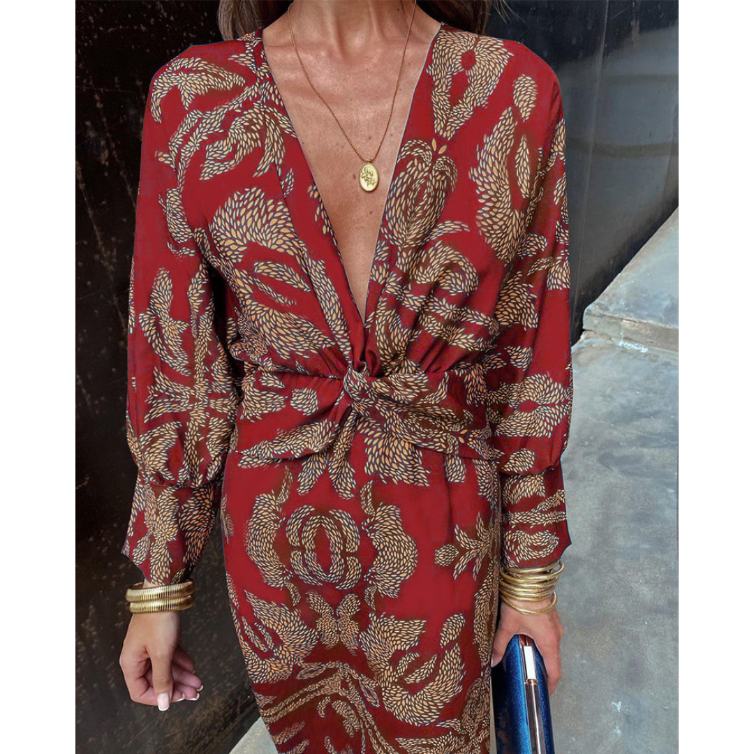 Rosalie | Dames Boho Midi Jurk met Bloemenprint