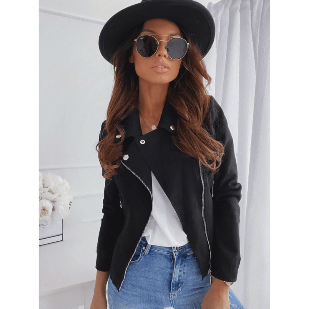 Lente | Dames Vintage Suède Motor Jack met Zakken