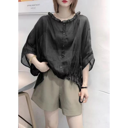 Sophia | Dames Blouse met Ruffles en Korte Mouwen