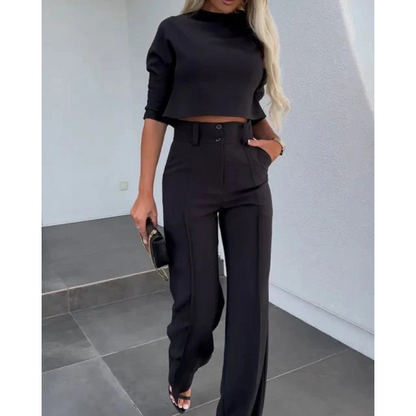 Bregje | Dames Set met Cropped Top en Broek met Wijde Pijpen