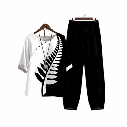 Bente | Dames 2-Delige Set met Gedrukte Blouse en Losse Broek