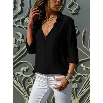 Elianne | Dames Chique Losse Blouse met Knoopsluiting en Lange Mouwen