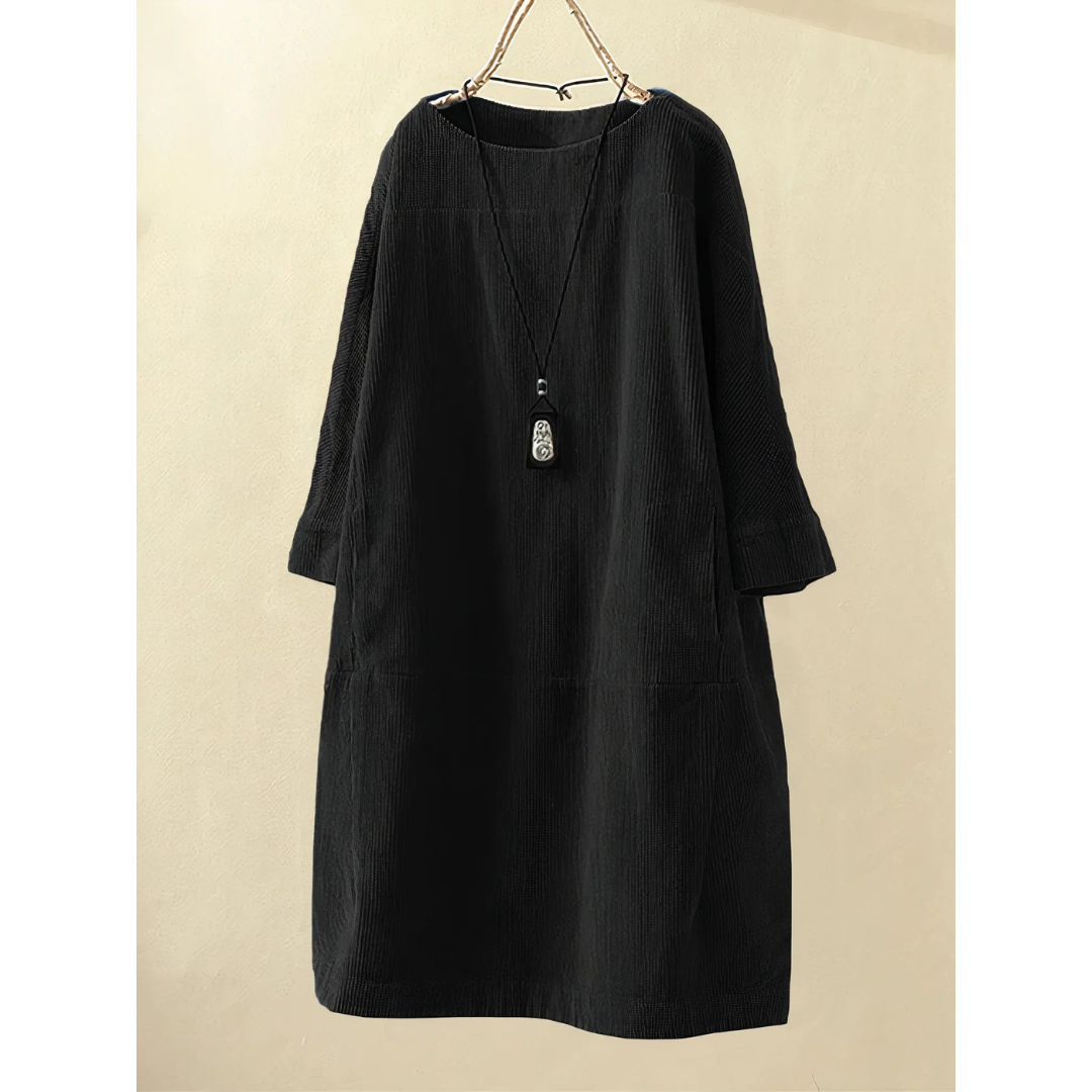 Hannah | Dames Corduroy Jurk | Midi met Zakken