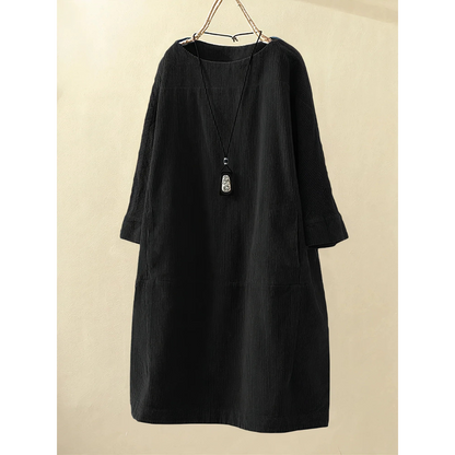 Hannah | Dames Corduroy Jurk | Midi met Zakken