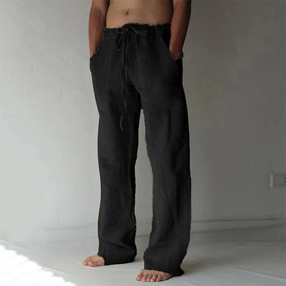 Sebas | Heren Wijde Linnen Broek | Ademend met Elastische Tailleband